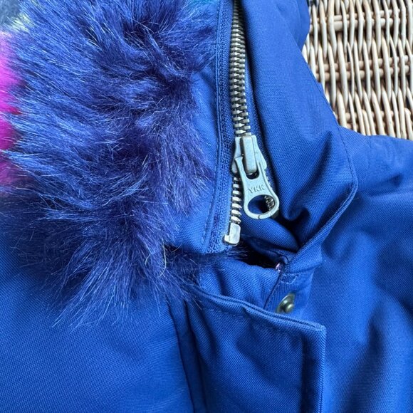 MINI BODEN All Weather Jacket Girls 3-4 Rainbow Faux Fur Hood Winter Coat Parka - Picture 4 of 11